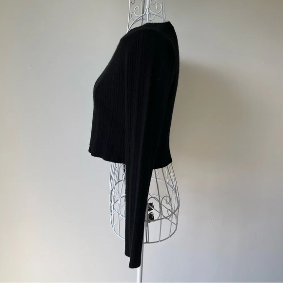 HOUSE OF HARLOW 1960 Black Crop Rib Top viscose blend Long Sleeve black M - Picture 2 of 8